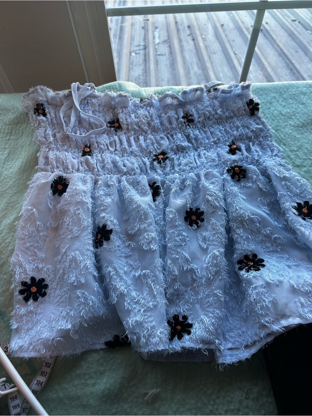 Women’s pale blue smocked top, spaghetti straps-super cute-no tag on this